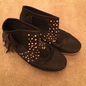 ZARA gold studded booties